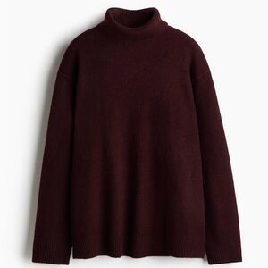H&M LOOSE-FIT TURTLENECK SWEATER - maroon